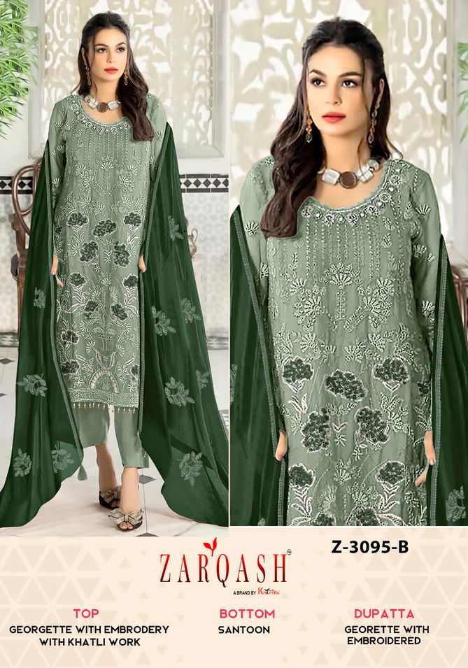 Z 3095 Zarqash Embroidery Georgette Pakistani Suits Exporters In India